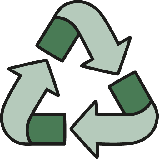 Kierrätyssymboli vihreissä sävyissä